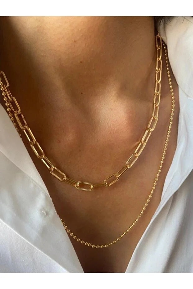 Top Chain Necklace Set Two Piece Layered Adjustable Fashion Jewelry