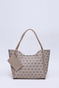 Monogram Mink SHK108 Faux Leather Women Hand And Shoulder Bag With Wallet And Makeup Bag
