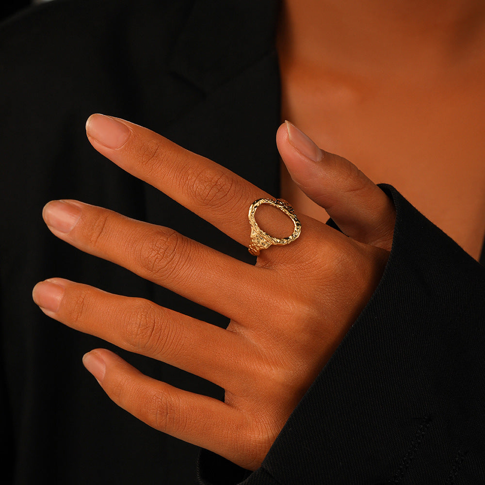 Golden Open O-Shaped Circle Ring