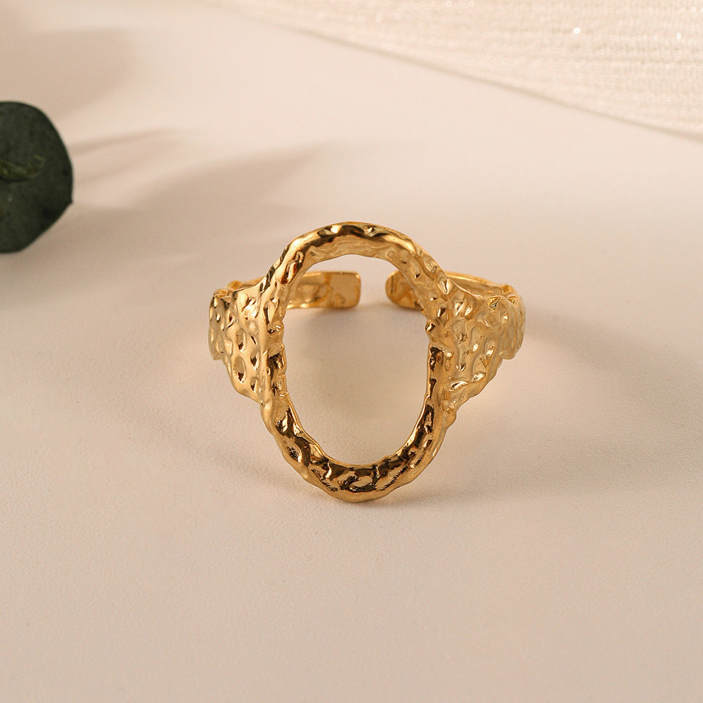 Golden Open O-Shaped Circle Ring